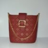 Trendy Maroon Quilted Crossbody Bag with Gold Chain & Buckle