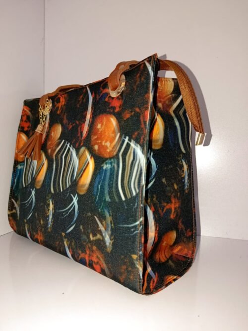 Artistic Print Tote Bag with Tassel Charm