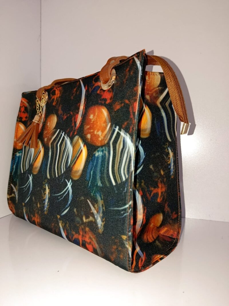 Artistic Print Tote Bag with Tassel Charm