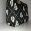 Black and White Leaf Print Canvas Tote Bag with Tassel