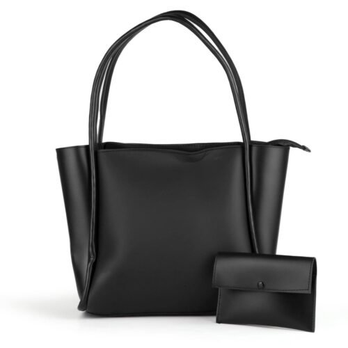 Black Tote Bag with Matching Pouch