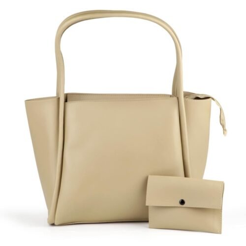 Classic Cream Tote Bag with Matching Pouch