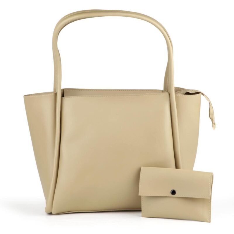 Classic Cream Tote Bag with Matching Pouch
