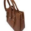 Brown Shoulder Bag with Geometric Pattern and Pouch