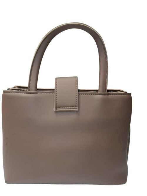 ​Taupe Shoulder Bag with Geometric Pattern and Pouch