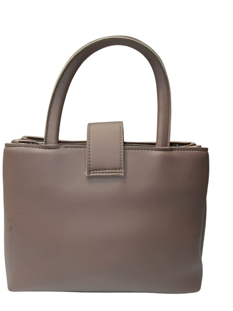 ​Taupe Shoulder Bag with Geometric Pattern and Pouch