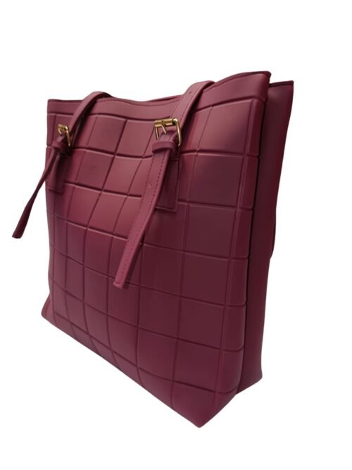 Large Maroon Black Tote Bag for Women – Textured Shoulder Handbag