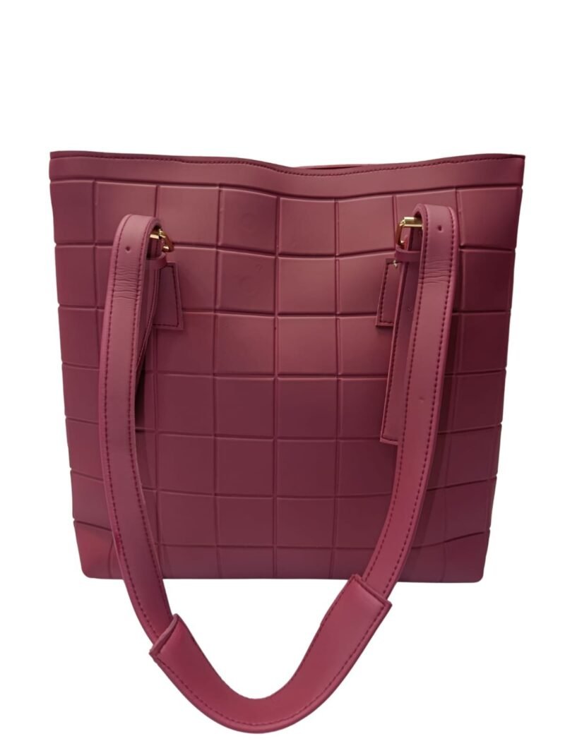 Large Maroon Black Tote Bag for Women – Textured Shoulder Handbag