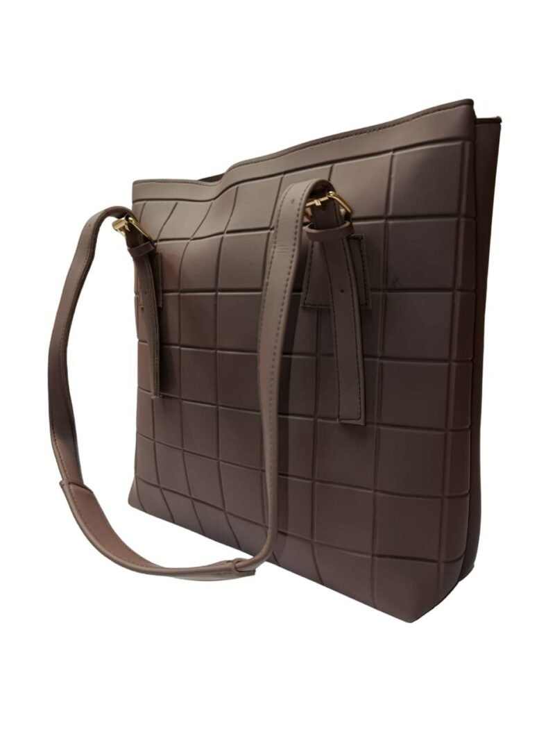 Large Brown Tote Bag for Women – Textured Shoulder Handbag