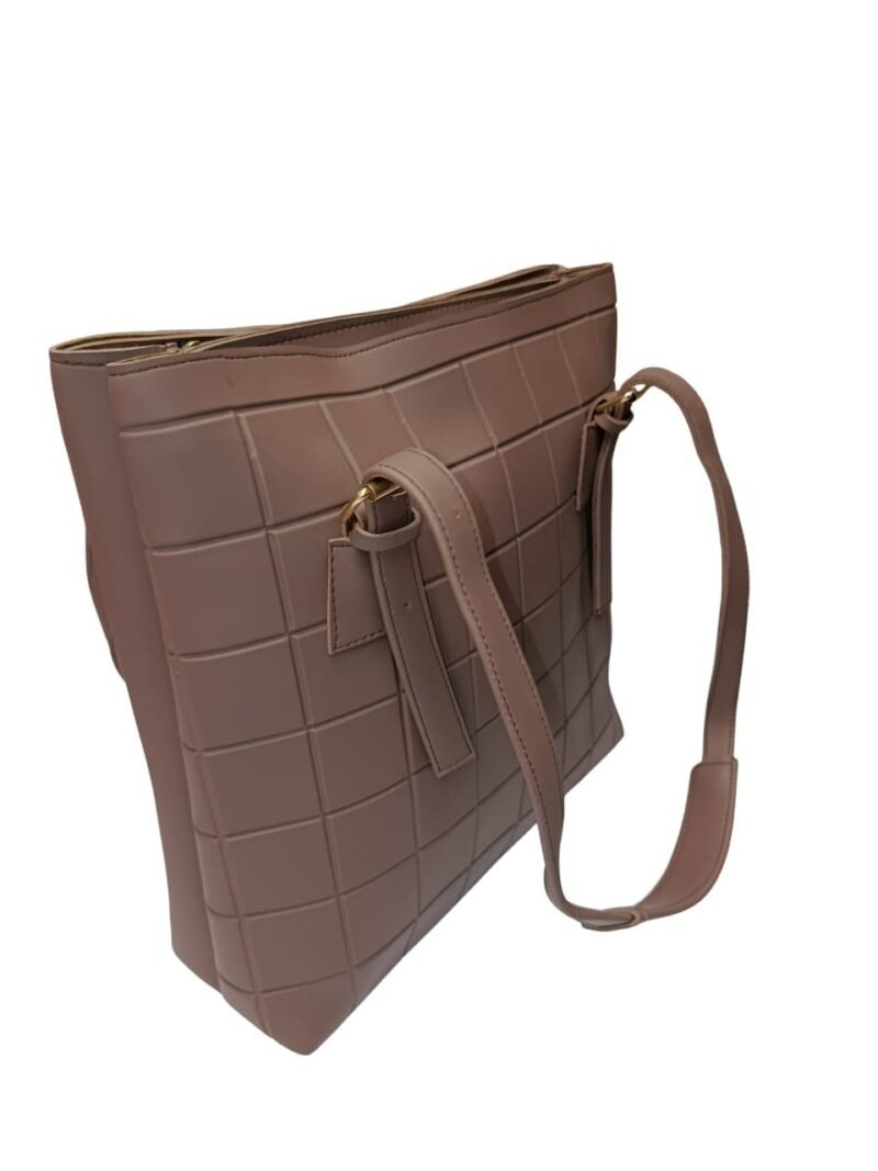 Large Brown Tote Bag for Women – Textured Shoulder Handbag