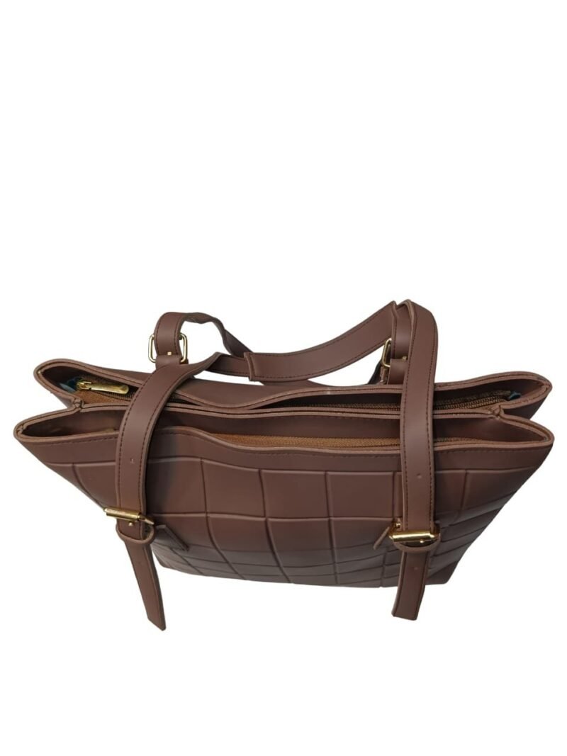 Large Brown Tote Bag for Women – Textured Shoulder Handbag