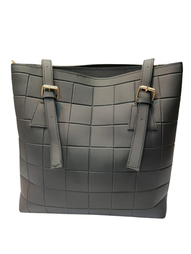 Large Black Tote Bag for Women – Textured Shoulder Handbag