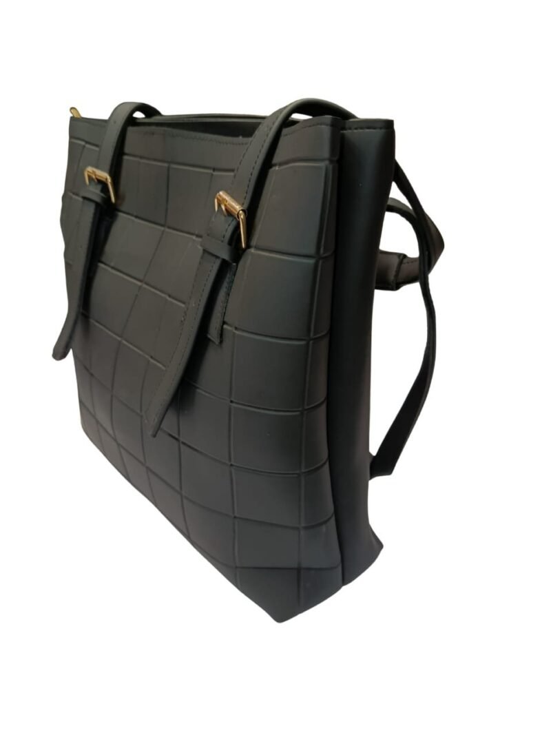 Large Black Tote Bag for Women – Textured Shoulder Handbag