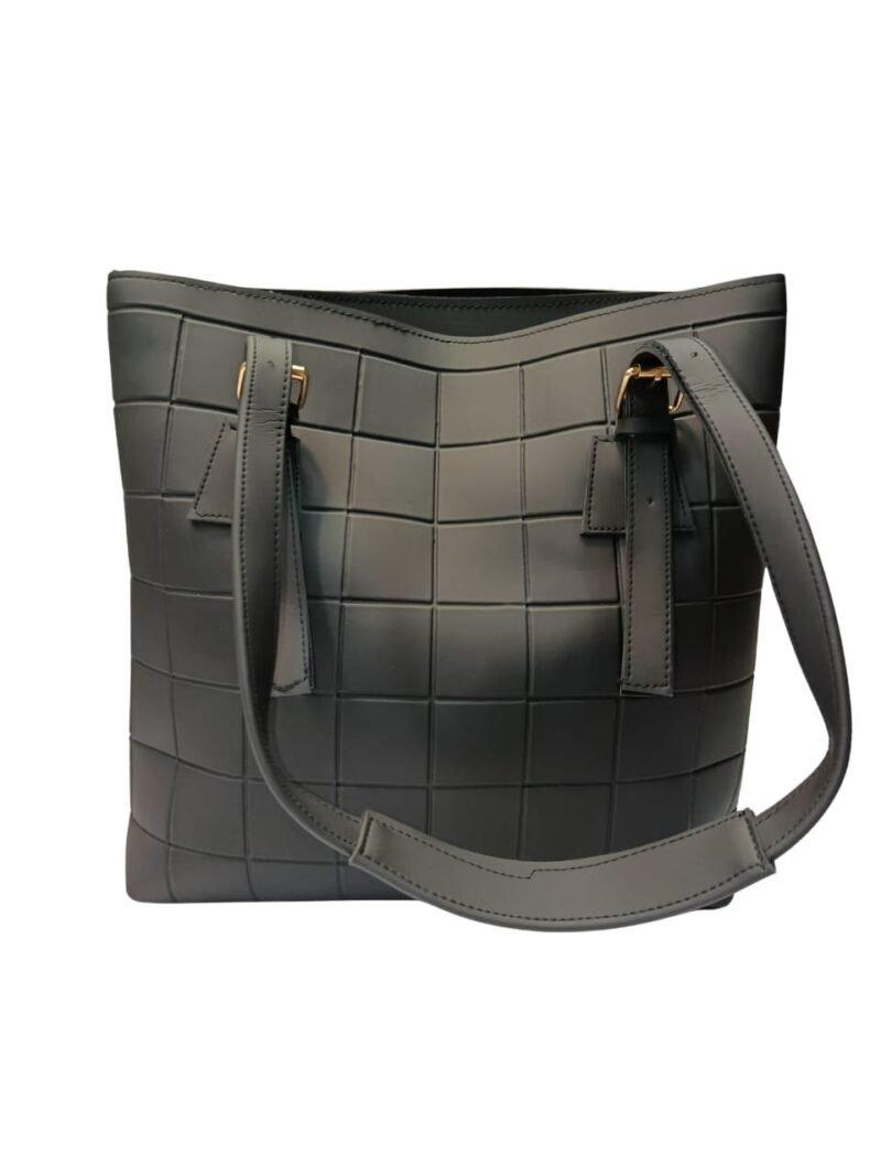 Large Black Tote Bag for Women – Textured Shoulder Handbag
