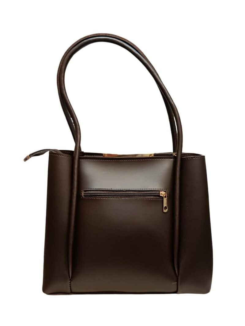 Brown Tote Bag with Heart Charm & Pouch