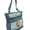 Grey Sequin Heart Tote Bag – Multi-Pocket Shoulder Bag