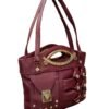 Maroon Designer Handbag for Women – Stylish Shoulder & Hand Carry Bag with Golden Detailing