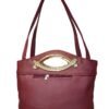 Maroon Designer Handbag for Women – Stylish Shoulder & Hand Carry Bag with Golden Detailing