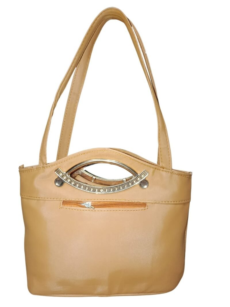 Camel Brown Designer Handbag for Women – Stylish Shoulder & Hand Carry Bag with Golden Detailing