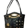 Black Designer Handbag for Women – Stylish Shoulder & Hand Carry Bag with Golden Detailing