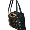 Black Designer Handbag for Women – Stylish Shoulder & Hand Carry Bag with Golden Detailing