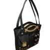 Black Designer Handbag for Women – Stylish Shoulder & Hand Carry Bag with Golden Detailing