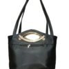 Black Designer Handbag for Women – Stylish Shoulder & Hand Carry Bag with Golden Detailing