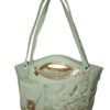 Mint Green Designer Handbag for Women – Stylish Shoulder & Hand Carry Bag with Golden Detailing