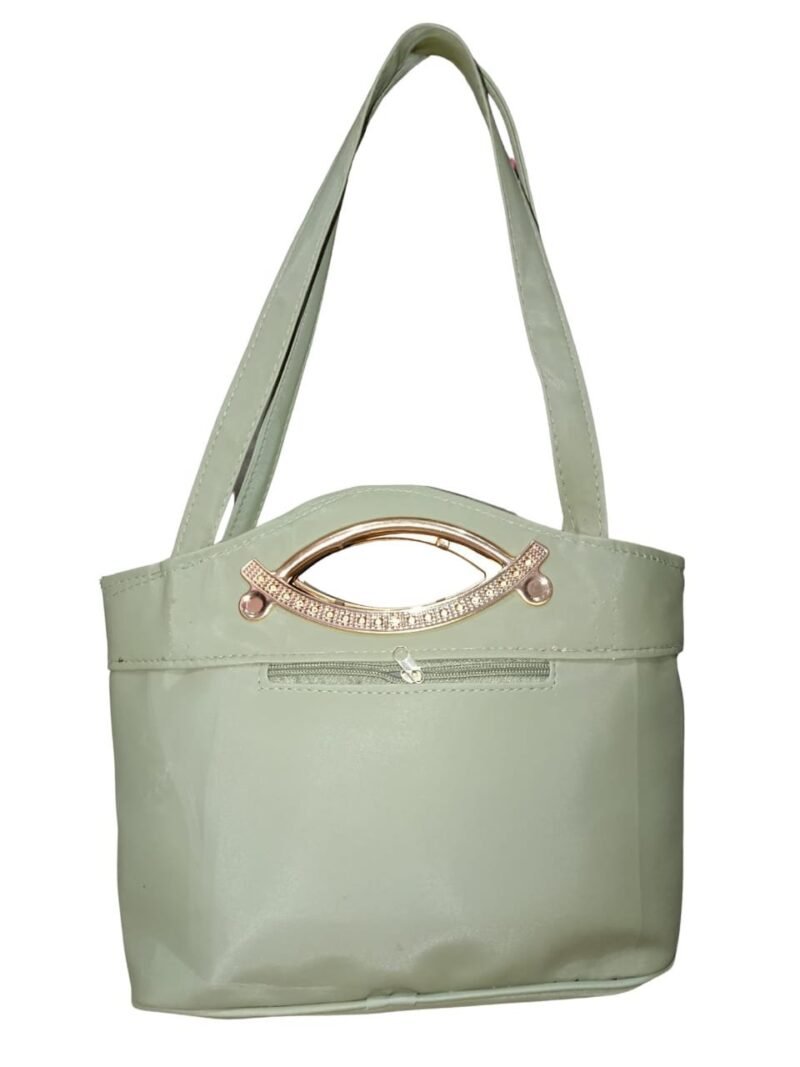 Mint Green Designer Handbag for Women – Stylish Shoulder & Hand Carry Bag with Golden Detailing