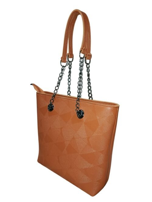 Trendy Brown Tote Bag for Women – Stylish Shoulder Handbag with Chain Straps
