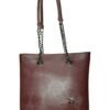 Trendy Dark Brown Tote Bag for Women – Stylish Shoulder Handbag with Chain Straps