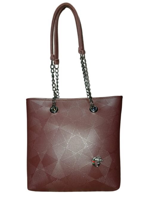Trendy Dark Brown Tote Bag for Women – Stylish Shoulder Handbag with Chain Straps