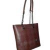 Trendy Dark Brown Tote Bag for Women – Stylish Shoulder Handbag with Chain Straps