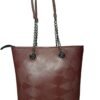 Trendy Dark Brown Tote Bag for Women – Stylish Shoulder Handbag with Chain Straps