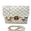 Checkered White Crossbody Bag for Women – 2 Compartment Shoulder Handbag with Gold Lock