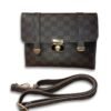 Checkered Brown Crossbody Bag for Women – 2 Compartment Shoulder Handbag with Gold Lock