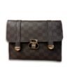 Checkered Brown Crossbody Bag for Women – 2 Compartment Shoulder Handbag with Gold Lock