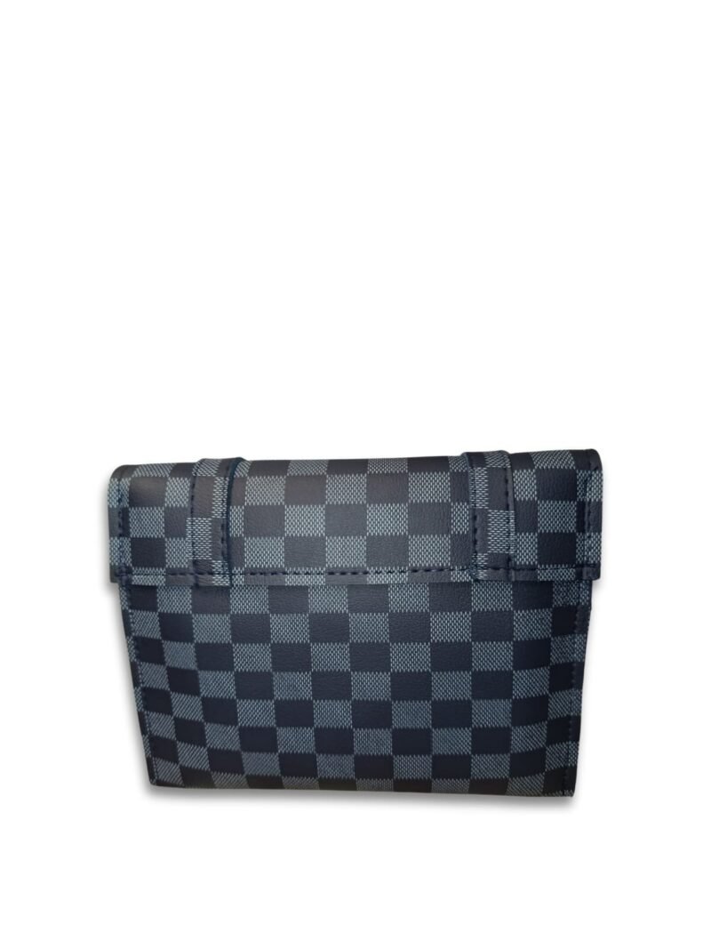 Checkered Grey Crossbody Bag for Women – 2 Compartment Shoulder Handbag with Gold Lock