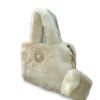 White Faux Fur Handbag for Women with Mini Pouch & Long Strap | Elegant Winter Soft Tote