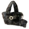 Brown Faux Fur Handbag for Women with Mini Pouch & Long Strap | Elegant Winter Soft Tote
