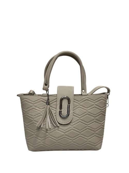 Grey Handbag for Women – Stylish Shoulder & Crossbody Bag with Tassel Charm