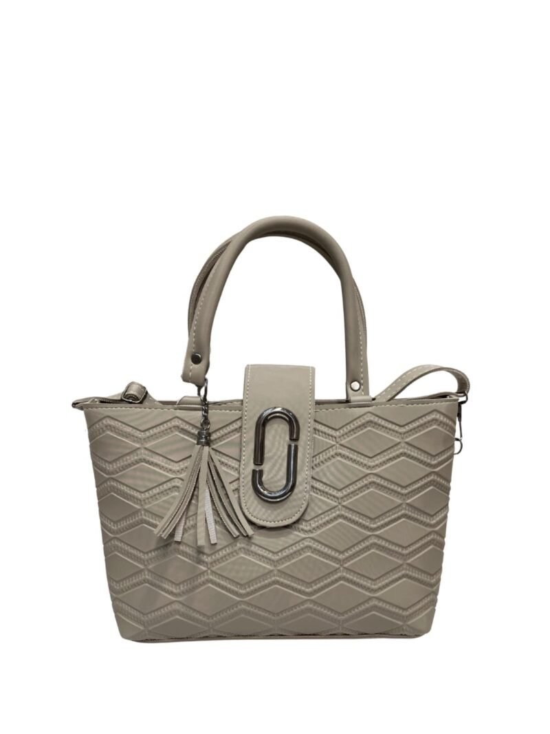 Grey Handbag for Women – Stylish Shoulder & Crossbody Bag with Tassel Charm