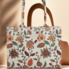 White Multicolour Floral Pop Print- Trendy Printed Canvas Tote Bag – Stylish Everyday Carry Bag