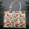 White Multicolour Floral Pop Print- Trendy Printed Canvas Tote Bag – Stylish Everyday Carry Bag