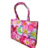 Vibrant Pink Floral Print - Trendy Printed Canvas Tote Bag – Stylish Everyday Carry Bag