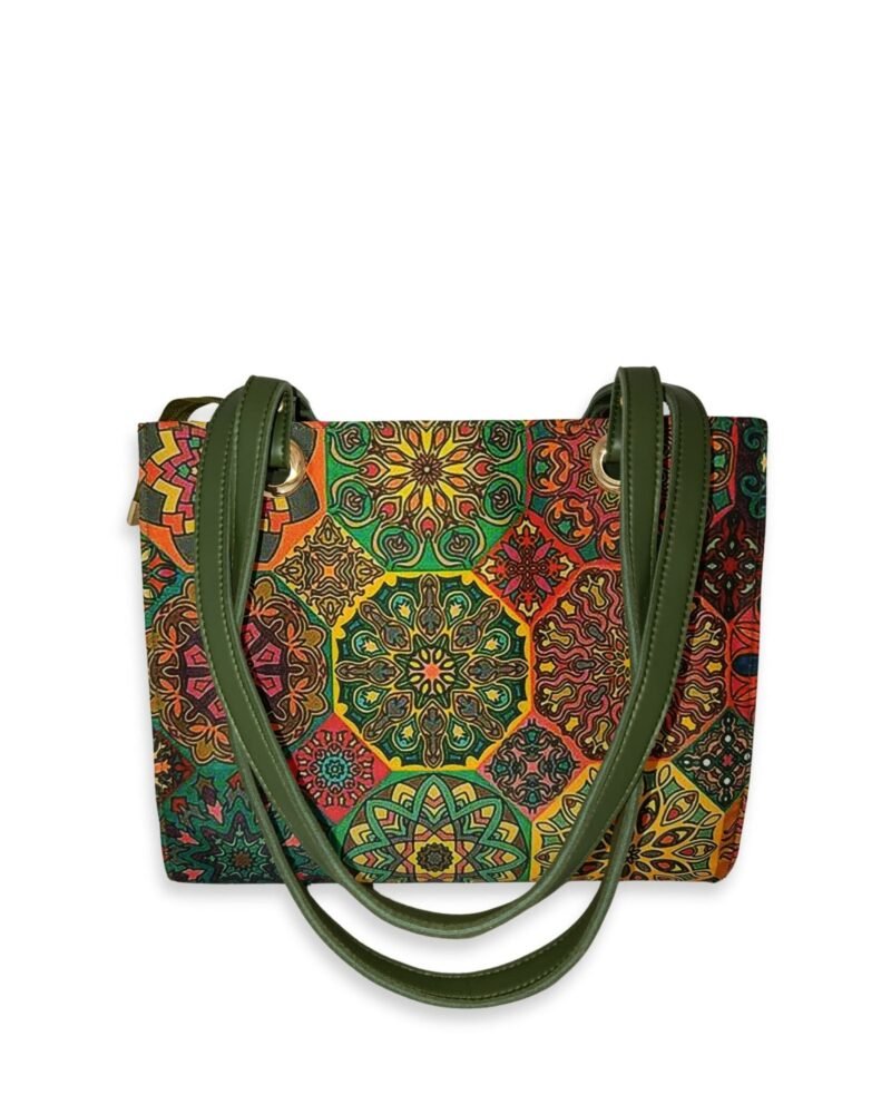 Canvas Mandala Print Tote Bag with Tassel Charm