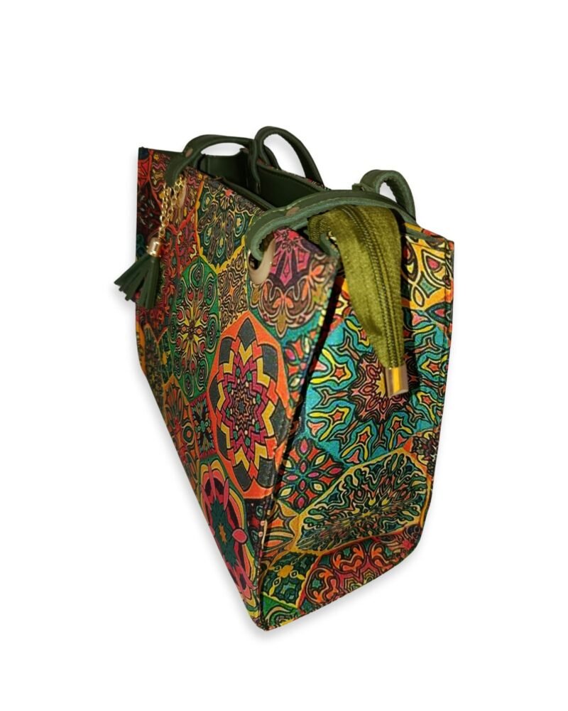 Canvas Mandala Print Tote Bag with Tassel Charm