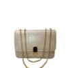 Chic Croc-Textured Beige Shoulder Bag with Golden Chain Strap