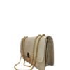 Chic Croc-Textured Beige Shoulder Bag with Golden Chain Strap
