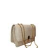 Chic Croc-Textured Beige Shoulder Bag with Golden Chain Strap